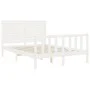 Double bed frame with white solid wood headboard by vidaXL, Beds and slatted bases - Ref: Foro24-3193177, Price: 153,20 €, Di...