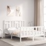 Weißer Massivholzbettrahmen mit Kopfteil 140x190 cm von vidaXL, Betten und Lattenroste - Ref: Foro24-3193122, Preis: 145,43 €...