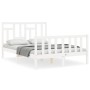 Weißer Massivholzbettrahmen mit Kopfteil 140x190 cm von vidaXL, Betten und Lattenroste - Ref: Foro24-3193122, Preis: 145,43 €...