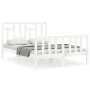 White solid wood bed frame with headboard 140x190 cm by vidaXL, Beds and slatted bases - Ref: Foro24-3193122, Price: 141,32 €...
