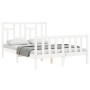 Weißer Massivholzbettrahmen mit Kopfteil 140x190 cm von vidaXL, Betten und Lattenroste - Ref: Foro24-3193122, Preis: 145,43 €...