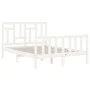 White solid wood bed frame with headboard 140x190 cm by vidaXL, Beds and slatted bases - Ref: Foro24-3193122, Price: 141,32 €...