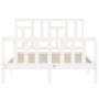 Weißer Massivholzbettrahmen mit Kopfteil 140x190 cm von vidaXL, Betten und Lattenroste - Ref: Foro24-3193122, Preis: 145,43 €...