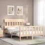 Estructura de cama de matrimonio con cabecero madera maciza de vidaXL, Camas y somieres - Ref: Foro24-3193306, Precio: 109,92...