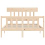 Double bed frame with solid wood headboard by vidaXL, Beds and slatted bases - Ref: Foro24-3193306, Price: 111,34 €, Discount: %