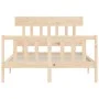 Double bed frame with solid wood headboard by vidaXL, Beds and slatted bases - Ref: Foro24-3193306, Price: 109,92 €, Discount: %