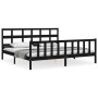 Bed frame with black solid wood headboard 200x200 cm by vidaXL, Beds and slatted bases - Ref: Foro24-3193035, Price: 208,58 €...