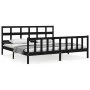 Bed frame with black solid wood headboard 200x200 cm by vidaXL, Beds and slatted bases - Ref: Foro24-3193035, Price: 206,03 €...