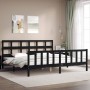 Bed frame with black solid wood headboard 200x200 cm by vidaXL, Beds and slatted bases - Ref: Foro24-3193035, Price: 208,58 €...