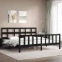 Bed frame with black solid wood headboard 200x200 cm by vidaXL, Beds and slatted bases - Ref: Foro24-3193035, Price: 206,03 €...