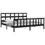 Bed frame with black solid wood headboard 200x200 cm by vidaXL, Beds and slatted bases - Ref: Foro24-3193035, Price: 208,58 €...