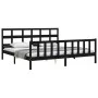 Bed frame with black solid wood headboard 200x200 cm by vidaXL, Beds and slatted bases - Ref: Foro24-3193035, Price: 206,03 €...