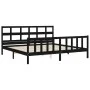 Bed frame with black solid wood headboard 200x200 cm by vidaXL, Beds and slatted bases - Ref: Foro24-3193035, Price: 206,03 €...