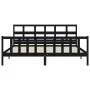 Bed frame with black solid wood headboard 200x200 cm by vidaXL, Beds and slatted bases - Ref: Foro24-3193035, Price: 206,03 €...