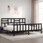 Bed frame with black solid wood headboard 200x200 cm by vidaXL, Beds and slatted bases - Ref: Foro24-3193100, Price: 203,87 €...