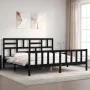 Bed frame with black solid wood headboard 200x200 cm by vidaXL, Beds and slatted bases - Ref: Foro24-3193100, Price: 201,30 €...