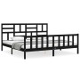 Bed frame with black solid wood headboard 200x200 cm by vidaXL, Beds and slatted bases - Ref: Foro24-3193100, Price: 203,87 €...