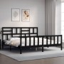 Bed frame with black solid wood headboard 200x200 cm by vidaXL, Beds and slatted bases - Ref: Foro24-3193100, Price: 203,87 €...