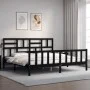 Bed frame with black solid wood headboard 200x200 cm by vidaXL, Beds and slatted bases - Ref: Foro24-3193100, Price: 201,30 €...