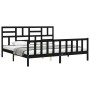 Bed frame with black solid wood headboard 200x200 cm by vidaXL, Beds and slatted bases - Ref: Foro24-3193100, Price: 203,87 €...