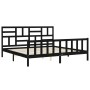 Bed frame with black solid wood headboard 200x200 cm by vidaXL, Beds and slatted bases - Ref: Foro24-3193100, Price: 203,87 €...