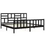 Bed frame with black solid wood headboard 200x200 cm by vidaXL, Beds and slatted bases - Ref: Foro24-3193100, Price: 201,30 €...
