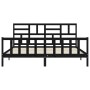 Bed frame with black solid wood headboard 200x200 cm by vidaXL, Beds and slatted bases - Ref: Foro24-3193100, Price: 203,87 €...
