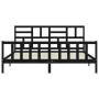 Bed frame with black solid wood headboard 200x200 cm by vidaXL, Beds and slatted bases - Ref: Foro24-3193100, Price: 201,30 €...
