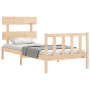 Bed frame with solid wood headboard 90x200 cm by vidaXL, Beds and slatted bases - Ref: Foro24-3193256, Price: 85,17 €, Discou...