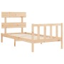 Bed frame with solid wood headboard 90x200 cm by vidaXL, Beds and slatted bases - Ref: Foro24-3193256, Price: 85,17 €, Discou...