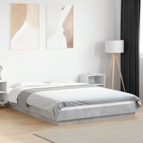 Estructura de cama madera de ingeniería gris hormigón 140x190cm Estructura de cama madera de ingeniería gris hormigón 140x190cm