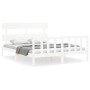 White solid wood bed frame with headboard 160x200 cm by vidaXL, Beds and slatted bases - Ref: Foro24-3193282, Price: 140,93 €...