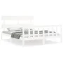 White solid wood bed frame with headboard 160x200 cm by vidaXL, Beds and slatted bases - Ref: Foro24-3193282, Price: 135,23 €...