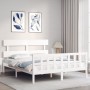 Weißer Massivholzbettrahmen mit Kopfteil 160x200 cm von vidaXL, Betten und Lattenroste - Ref: Foro24-3193282, Preis: 140,93 €...