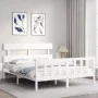 White solid wood bed frame with headboard 160x200 cm by vidaXL, Beds and slatted bases - Ref: Foro24-3193282, Price: 135,23 €...