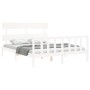 White solid wood bed frame with headboard 160x200 cm by vidaXL, Beds and slatted bases - Ref: Foro24-3193282, Price: 140,93 €...