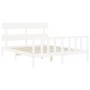 Weißer Massivholzbettrahmen mit Kopfteil 160x200 cm von vidaXL, Betten und Lattenroste - Ref: Foro24-3193282, Preis: 140,93 €...