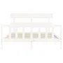 Weißer Massivholzbettrahmen mit Kopfteil 160x200 cm von vidaXL, Betten und Lattenroste - Ref: Foro24-3193282, Preis: 136,96 €...