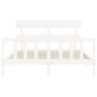 Weißer Massivholzbettrahmen mit Kopfteil 160x200 cm von vidaXL, Betten und Lattenroste - Ref: Foro24-3193282, Preis: 140,93 €...
