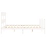 White solid wood bed frame with headboard 160x200 cm by vidaXL, Beds and slatted bases - Ref: Foro24-3193282, Price: 140,93 €...