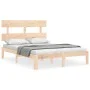 Bed frame with solid wood headboard 120x200 cm by vidaXL, Beds and slatted bases - Ref: Foro24-3193526, Price: 112,09 €, Disc...