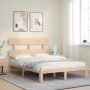 Bed frame with solid wood headboard 120x200 cm by vidaXL, Beds and slatted bases - Ref: Foro24-3193526, Price: 113,52 €, Disc...