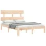 Bed frame with solid wood headboard 120x200 cm by vidaXL, Beds and slatted bases - Ref: Foro24-3193526, Price: 112,09 €, Disc...