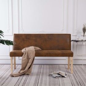 Artificial suede leather bench 139.5 cm brown by vidaXL, Benches for halls and storage - Ref: Foro24-281333, Price: 243,67 €,...