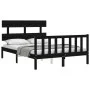 Bed frame with black solid wood headboard 140x190 cm by vidaXL, Beds and slatted bases - Ref: Foro24-3193255, Price: 167,51 €...