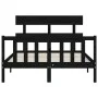 Bed frame with black solid wood headboard 140x190 cm by vidaXL, Beds and slatted bases - Ref: Foro24-3193255, Price: 167,51 €...