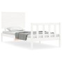 White solid wood bed frame with headboard 90x200 cm by vidaXL, Beds and slatted bases - Ref: Foro24-3193387, Price: 110,73 €,...