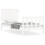 White solid wood bed frame with headboard 90x200 cm by vidaXL, Beds and slatted bases - Ref: Foro24-3193387, Price: 109,44 €,...
