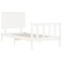 White solid wood bed frame with headboard 90x200 cm by vidaXL, Beds and slatted bases - Ref: Foro24-3193387, Price: 109,44 €,...