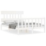 White solid wood bed frame with headboard 120x200 cm by vidaXL, Beds and slatted bases - Ref: Foro24-3193332, Price: 125,40 €...
